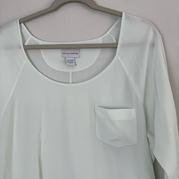 Soft Surroundings silk mint green 3/4 sleeve blouse‎ top M - Picture 2 of 10